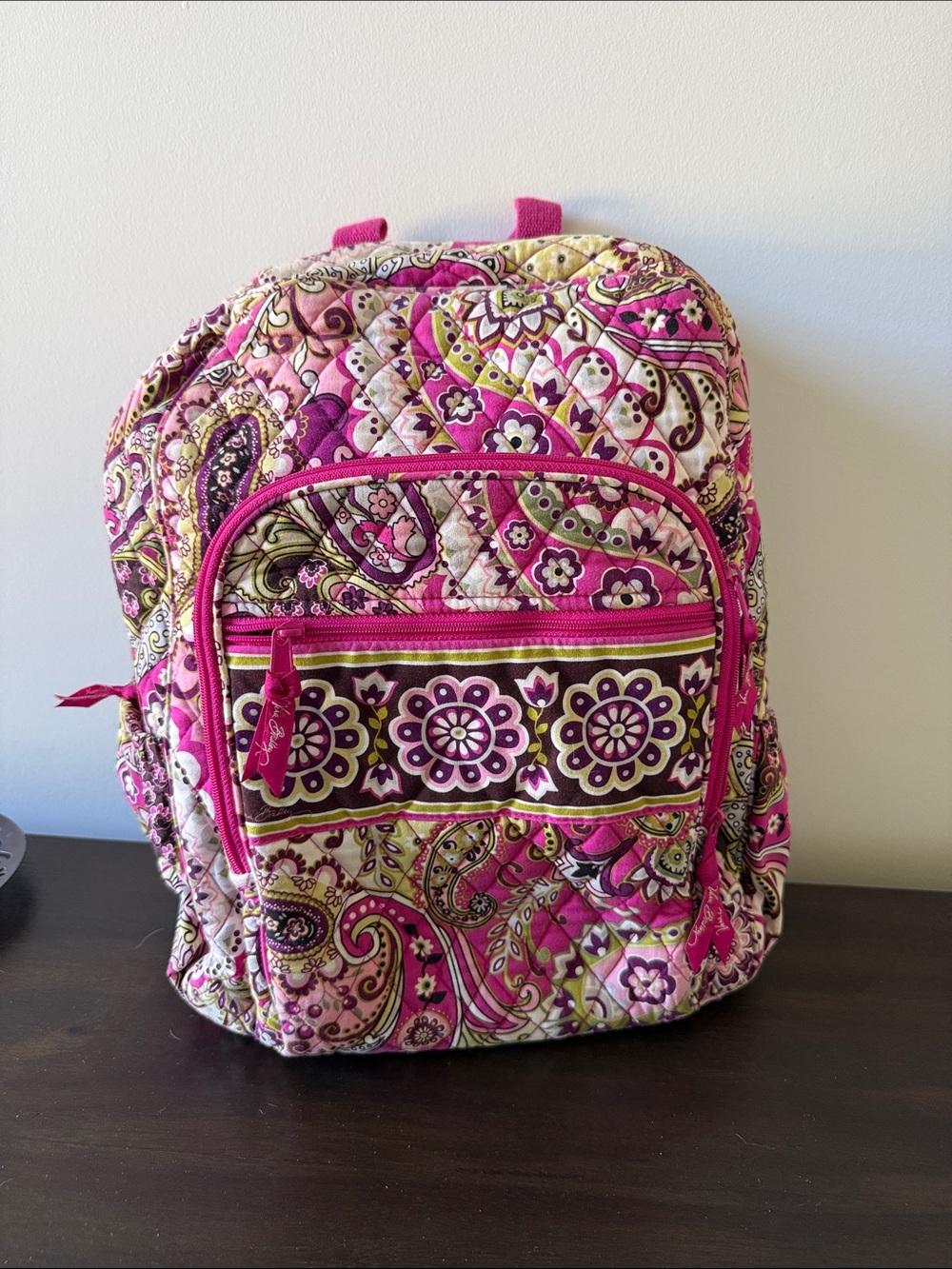 Vera Bradley Hot Pink Paisley Quilted Backpack